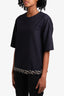 3.1 Phillip Lim Navy Cotton Blouse With Beaded Bottom Detail Size 4