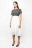 3.1 Phillip Lim White/Blue Striped T Shirt Dress with Lace Detail Size XS