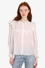 Isabel Marant Etoile White Long Sleeve Shoulder Cotton Lace Details Blouse Size 34