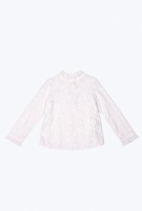 Bonpoint White Floral Embroidered High Neck Long Sleeve Top Size 8 Kids