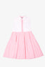 Oscar De La Renta White/Pink Striped Sleeveless Collared Dress Size 8Y Kids