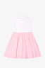 Oscar De La Renta White/Pink Striped Sleeveless Collared Dress Size 8Y Kids