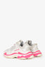 Balenciaga White/Pink Triple S Sneakers Size 32 Kids