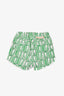 Stella McCartney Green/White Logo Printed Denim Frayed Shorts Size 8Y Kids