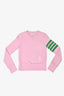 Thom Browne Pink/Green 4 Bar Crewneck Sweatshirt Size 38 Kids