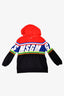 MSGM Red Colour Blocked Logo Hoodie Size 6Y Kids