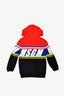 MSGM Red Colour Blocked Logo Hoodie Size 6Y Kids