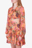 A.L.C. Pink/Orange Paisley Printed Cutout Mini Dress Size 2