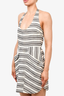 A.L.C White/Black Striped Linen Halter Neck Front Pocket Mini Dress Size 8