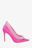 AMINA MUADDI Pink Yoon Crystal Padded Satin Pumps Size 39