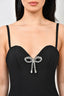 AREA Black Crystal Embellished Bow Mini Dress Size 4