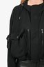 Acne Studios Black Crepe Oversized Cropped Hooded Jacket Size 38