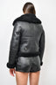 Acne Studios Black Leather Shearling Lined Aviator Jacket Size 36