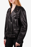 Acne Studios Black Leather 'Merlyn' Moto Jacket with Belt Size 40