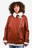 Acne Studios Red Shearling/Leather Collared Jacket Size 38