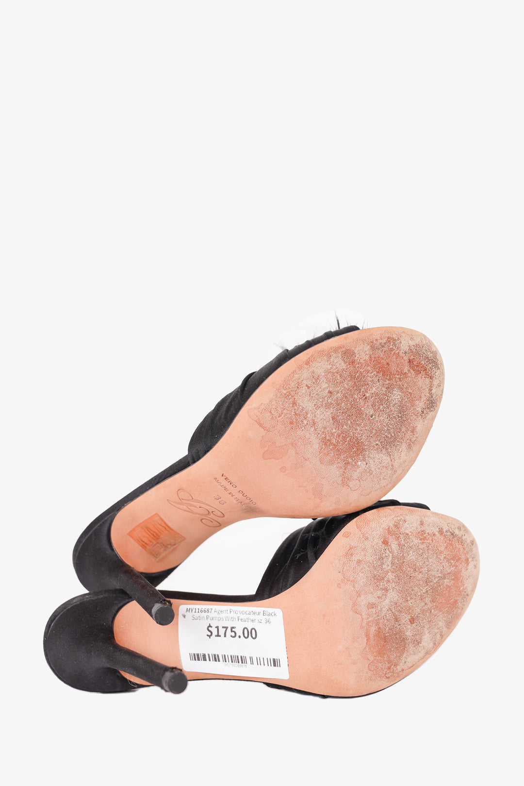 Agent Provocateur サテンファーミュール Agent Provocateur Black Satin Pumps With Feather Size 36 – Mine