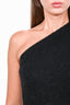 Aje Black Alpaca/Wool One Shoulder Midi Dress Size XS