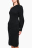 Aje Black Alpaca/Wool One Shoulder Midi Dress Size XS