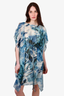 Akris Blue Silk Watercolour Dress Estimated Size M