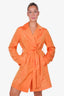 Akris Orange Silk Taffeta Coat with Belt Size 14