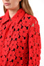 Akris Red Crochet Knit Jacket Size 8