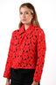 Akris Red Crochet Knit Jacket Size 8