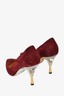 Charlotte Olympia Burgundy Suede Clear Heels Size 38