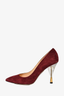 Charlotte Olympia Burgundy Suede Clear Heels Size 38