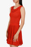 Alaia Orange Rib Knit Sleeveless Ruffle Dress Size 36