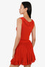 Alaia Orange Rib Knit Sleeveless Ruffle Dress Size 36