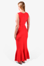 Alaia Red Knit Sleeveless Lasercut Hem Gown Size 38