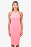 Alex Perry Neon Pink Halter Neck Midi Dress Size 12