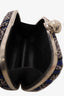 Alexander McQueen Black/Blue Suede Studded Skull Box Clutch