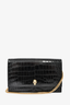 Alexander McQueen Black Croc Embossed Small Chain Shoulder Bag