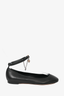 Alexander McQueen Black Leather Ankle Wrap Flats with Skull Size 36