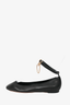Alexander McQueen Black Leather Ankle Wrap Flats with Skull Size 36