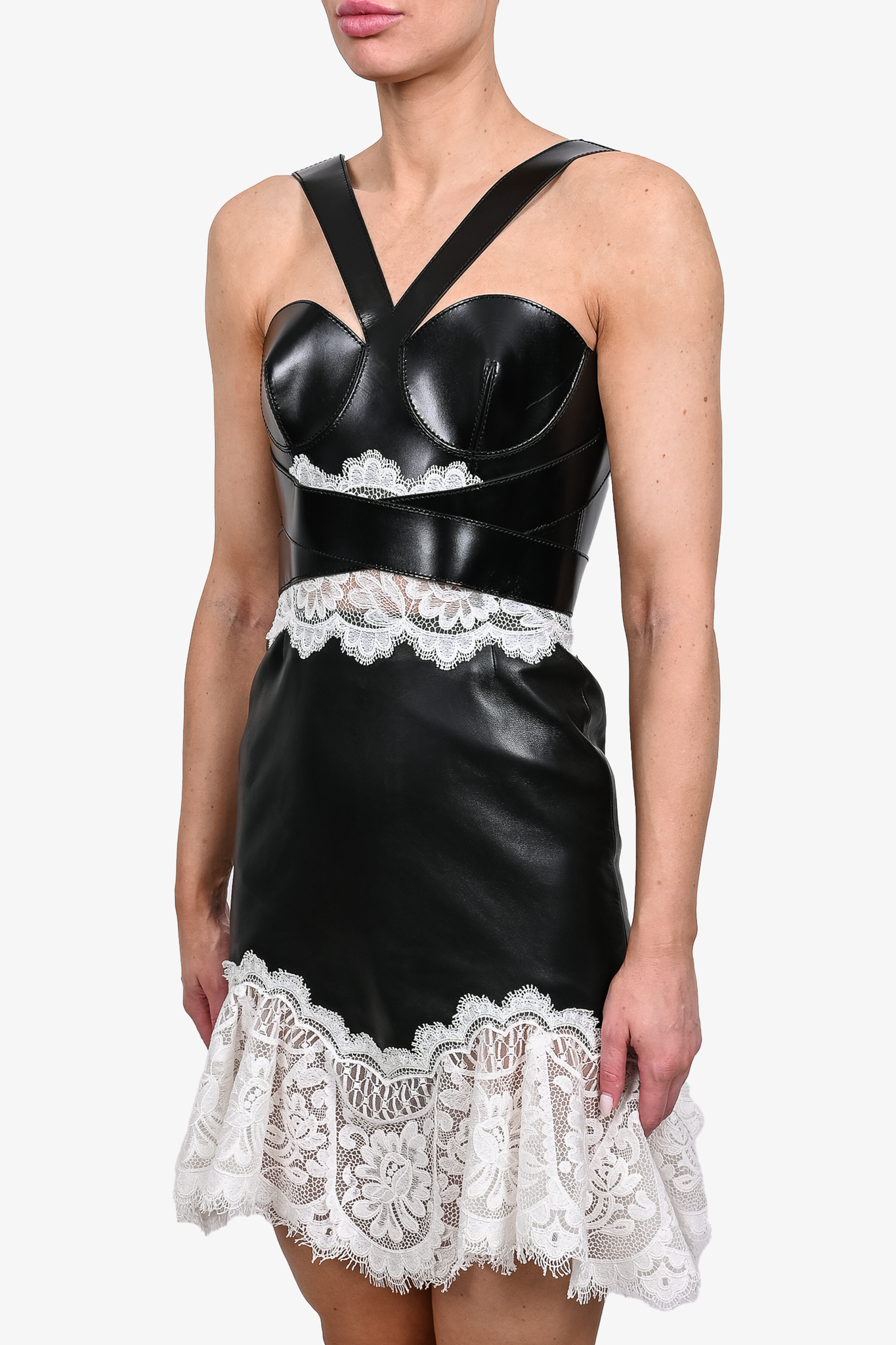 Alexander mcqueen black hot sale and white dress
