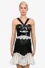 Alexander McQueen Black Leather Bustier with White Lace Mini Dress Size 38