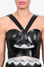Alexander McQueen Black Leather Bustier with White Lace Mini Dress Size 38