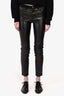 Alexander McQueen Black Leather/Denim Skinny Leg Pants Size 27