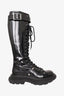 Alexander McQueen Black Leather Tread Slick Knee-high Boots Size 37.5
