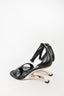 Alexander McQueen Black Leather 'Arc' Heeled Sandals Size 37