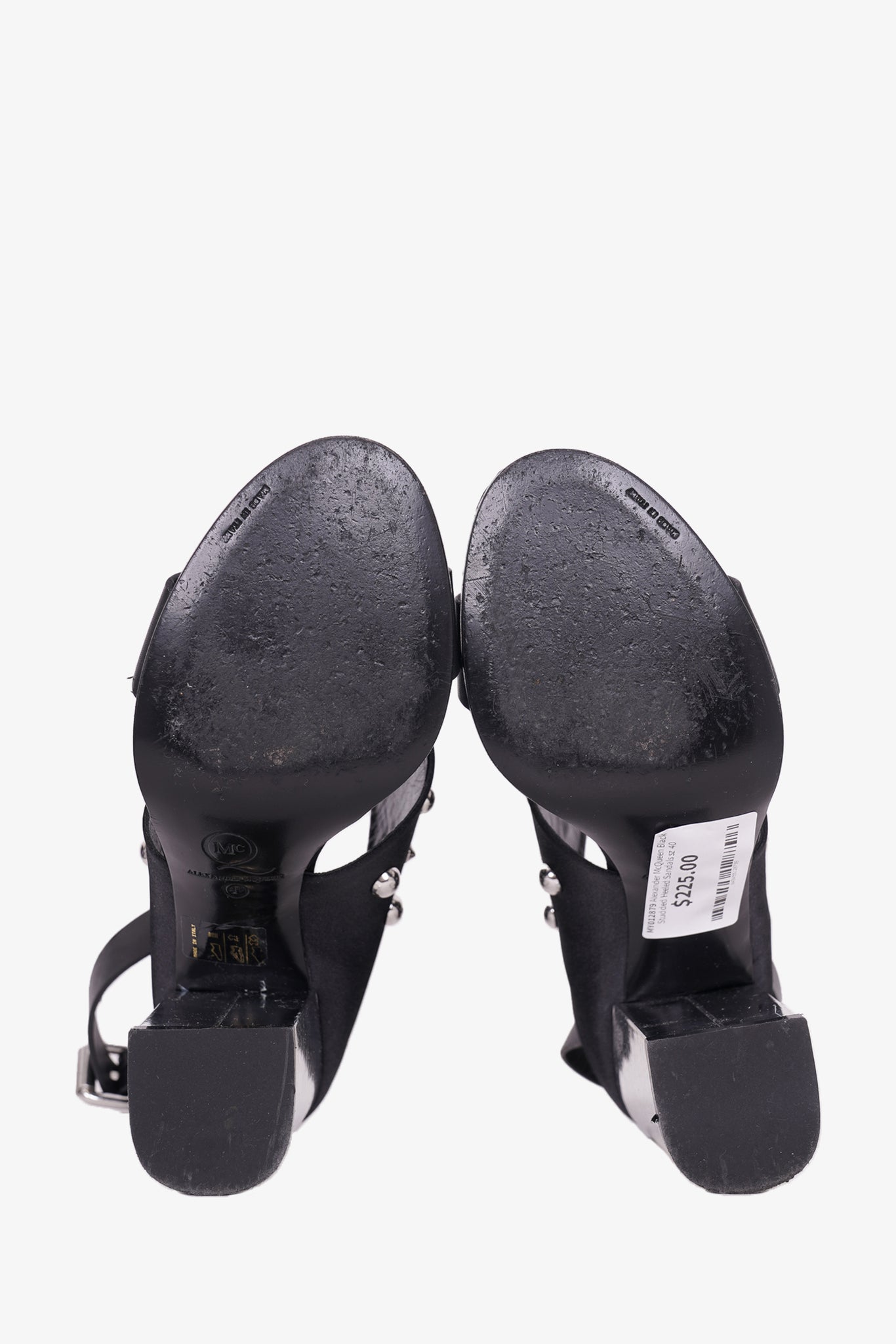 Alexander McQueen Black Studded Heeled Sandals Size 40