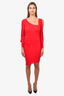 Alexander McQueen Red Knit Cold Shoulder Midi Dress Est. Size S