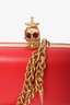 Alexander McQueen Red Leather Dagger Skull Box Clutch GHW