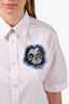 Alexander McQueen White Cotton Poplin Button-Up Shirt with Skull Patch