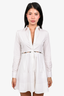 Alexander Wang White Button Down Mini Dress with Silver Grommets Size 0