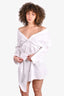 Alexander Wang White Cotton Poplin Cinched Waist Shirt Dress with Mesh Lining Size 0