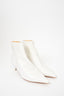 Alexandre Birman White Leather Kitten Heel Booties Size 6