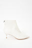 Alexandre Birman White Leather Kitten Heel Booties Size 6